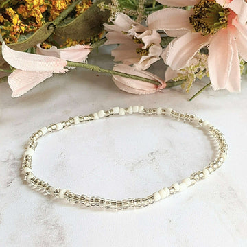 Beaded Stretch Cord Anklet-Clear Breeze