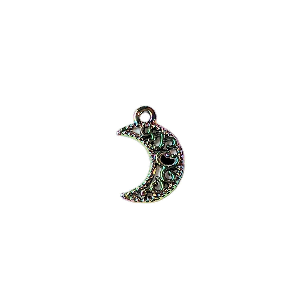 Black Electroplated Filigree Crescent Moon Charm