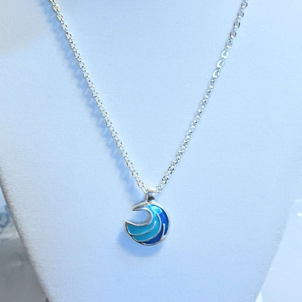 Blue Ocean Wave necklace, 18 inch