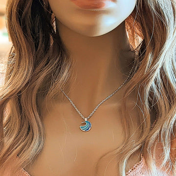 Blue Ocean Wave necklace, 18 inch