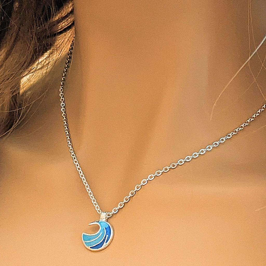 Blue Ocean Wave necklace, 18 inch