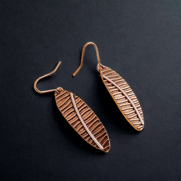 Boho Leaf Copper Dangle Earrings