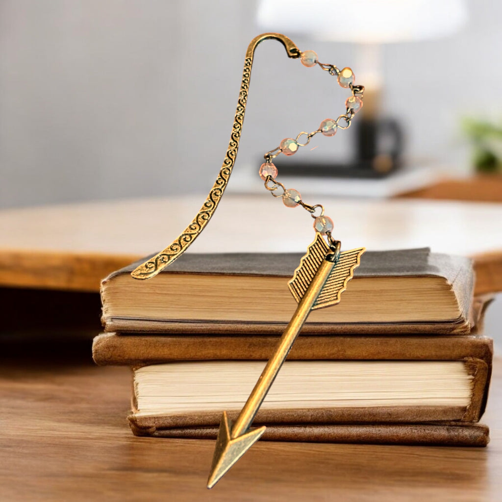 Bronze Arrow Crystal Bead Bookmark