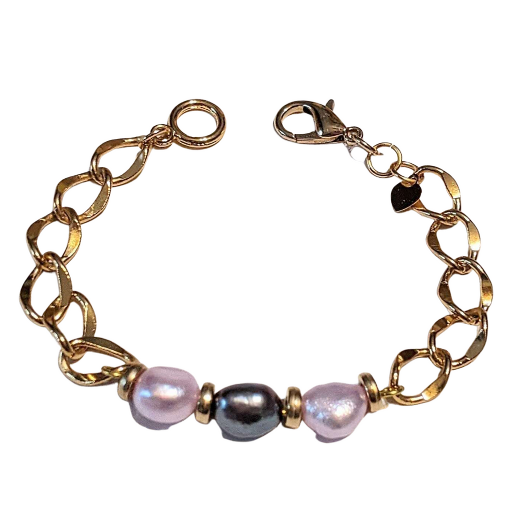 Natural Freshwater Baroque Pearl Bracelet - Gold