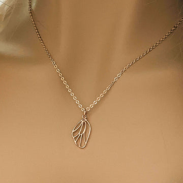 Butterfly/Fairy Wing Rose Gold necklace/earrings set, 18 inch