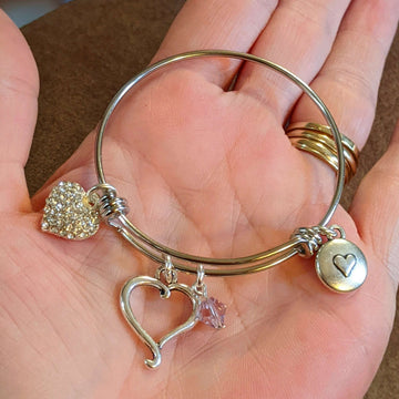 Child's Birthstone Heart Bangle