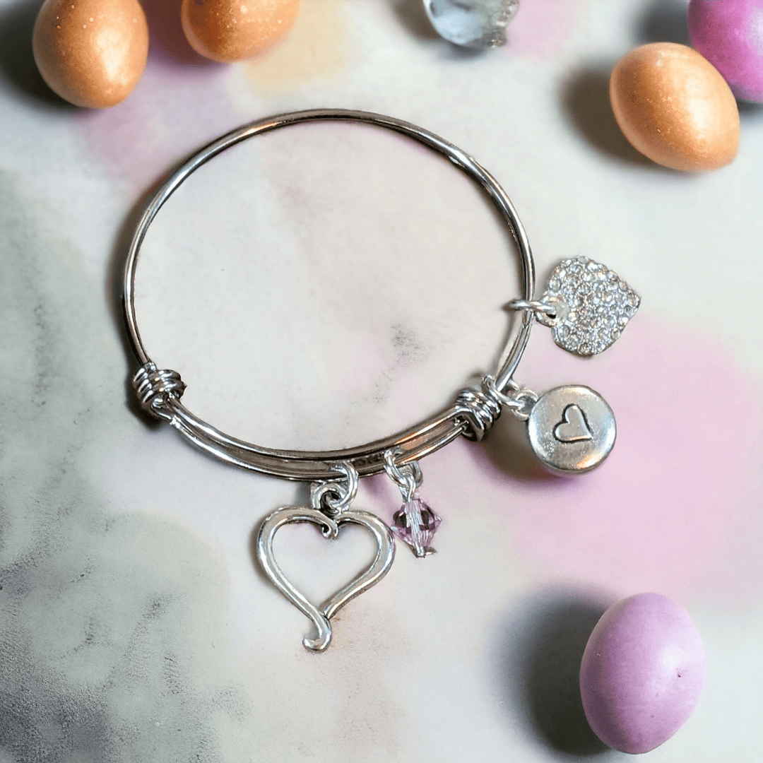 Child's Birthstone Heart Bangle
