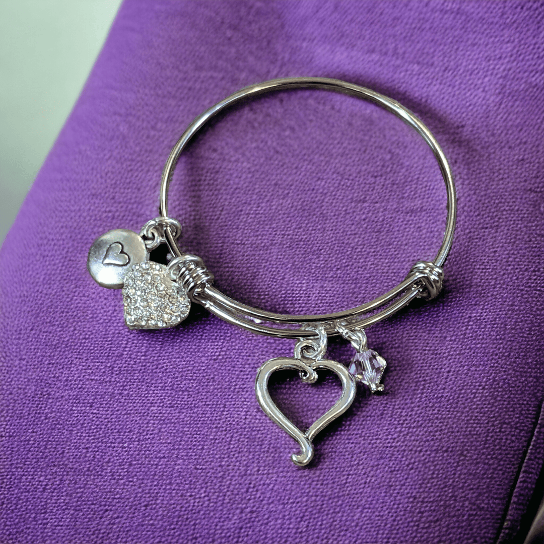 Child's Birthstone Heart Bangle