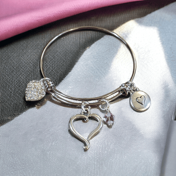 Child's Birthstone Heart Bangle