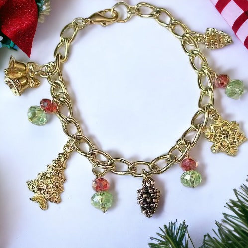 Christmas Gold Charm bracelet