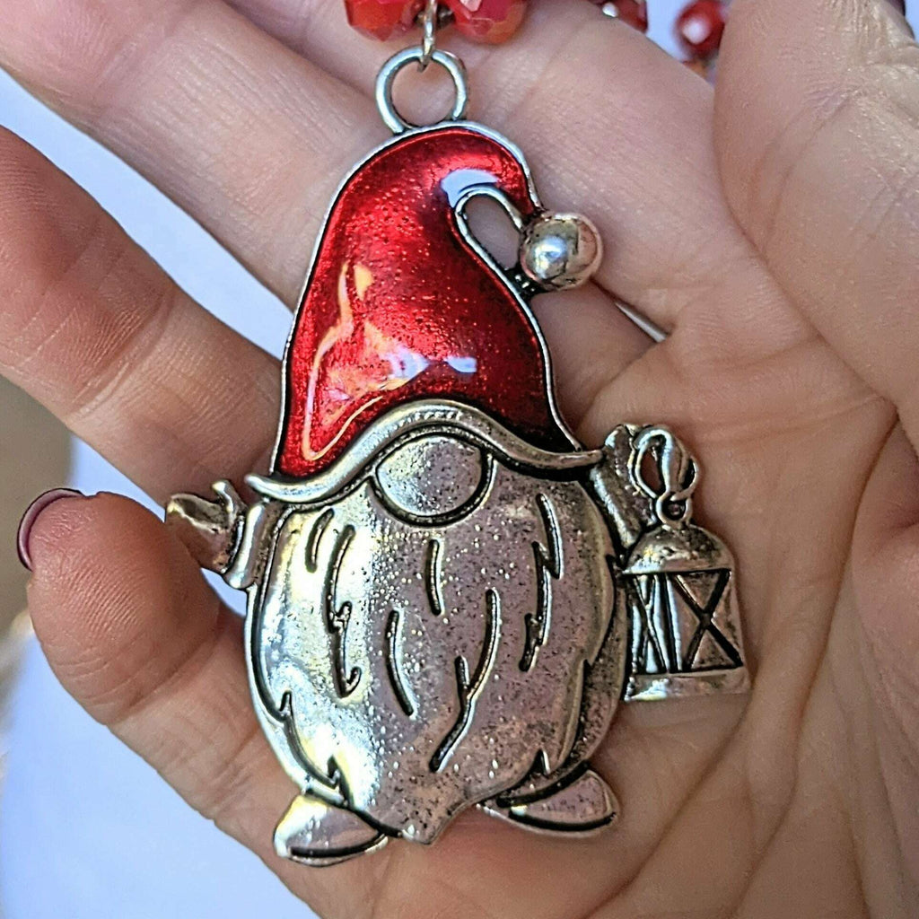 Christmas Gnome Beaded Necklace-36 inch