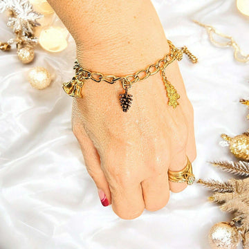 Christmas Gold Charm bracelet