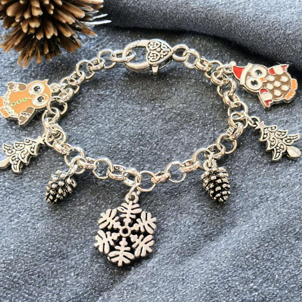 Christmas Owls Silver Charm bracelet