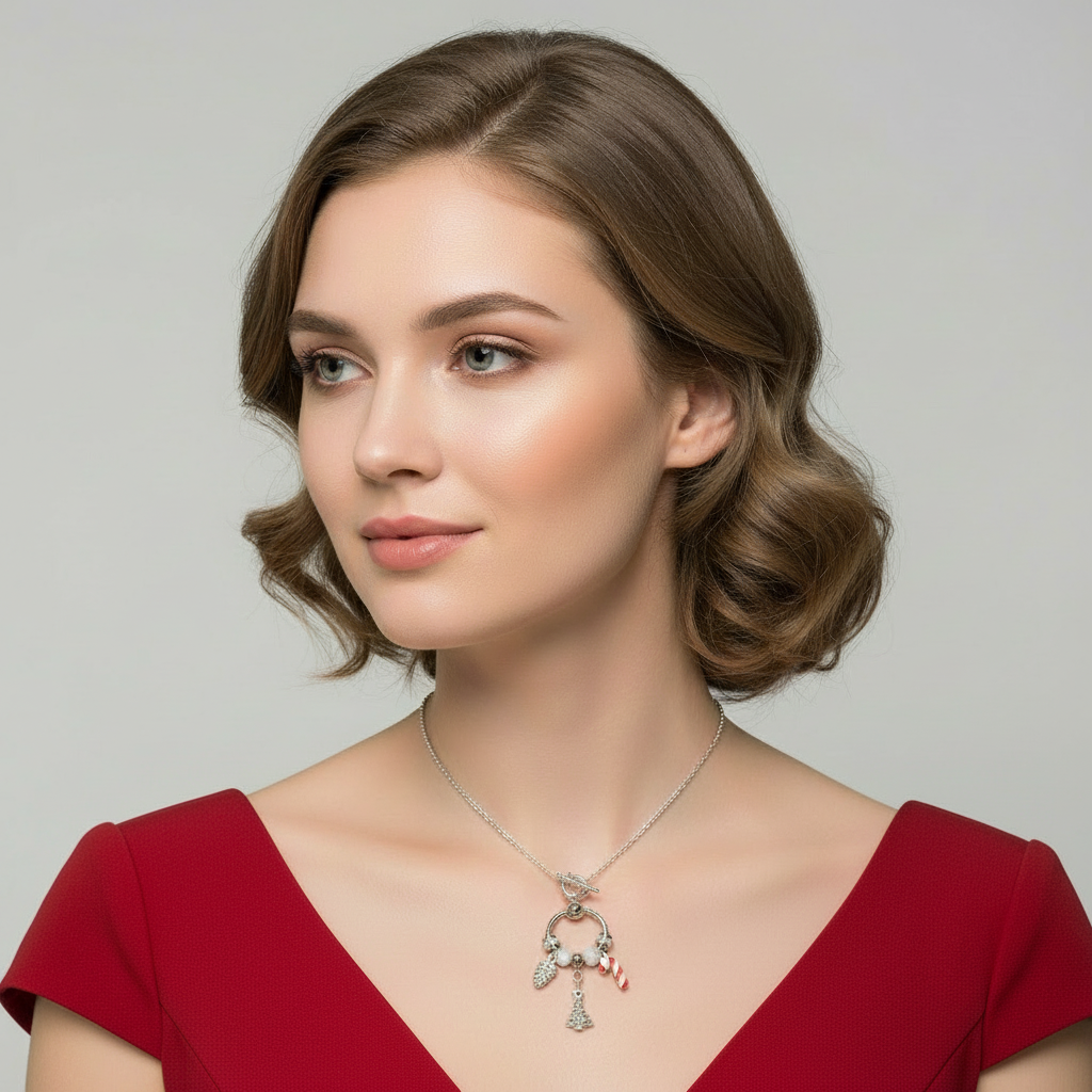 Christmas Toggle Charm Necklace II, 20 inches