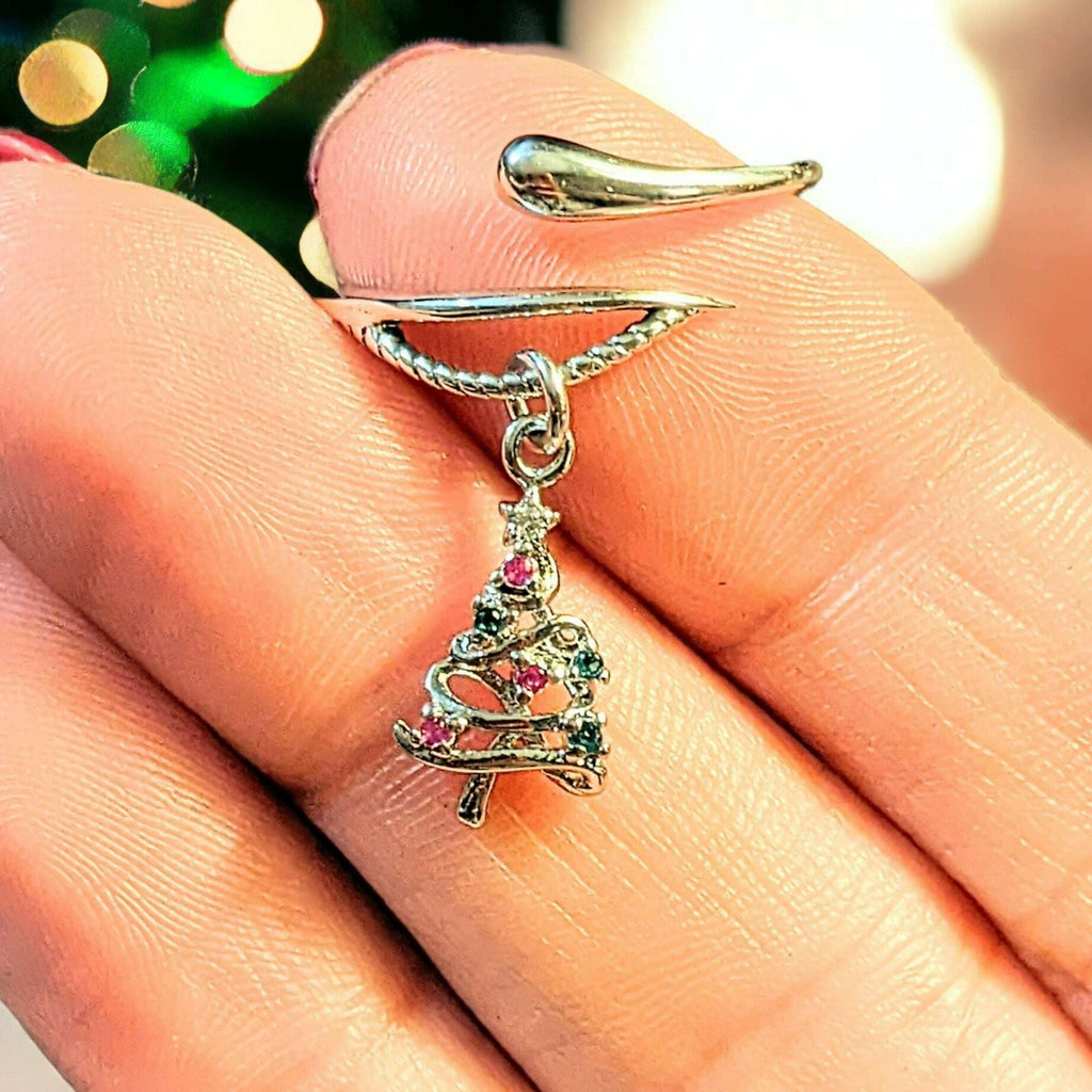 Christmas Tree Charm Dangle Wrap Ring