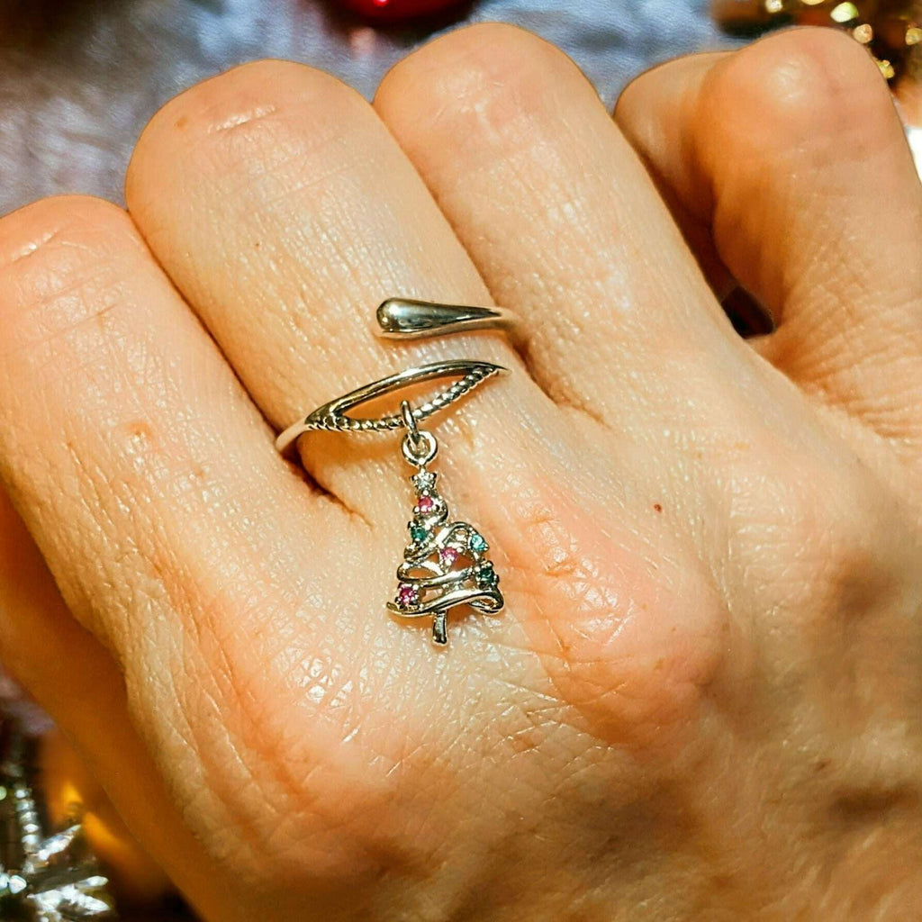 Christmas Tree Charm Dangle Wrap Ring