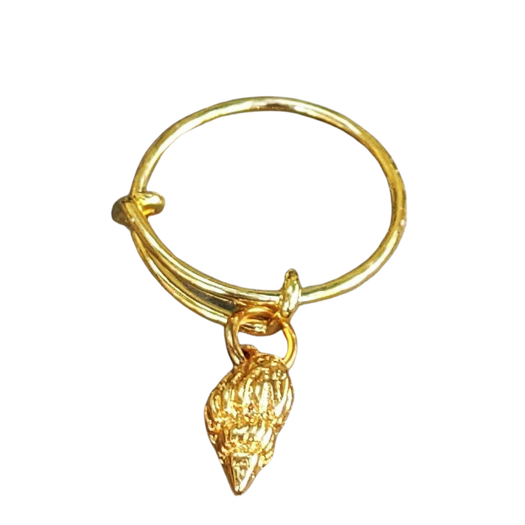 Gold Conch Seashell Expandable Charm Ring,Gift for her