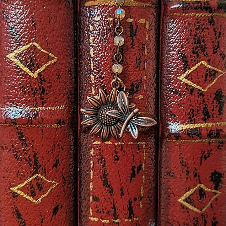 Copper Sunflower Dragonfly Bookmark