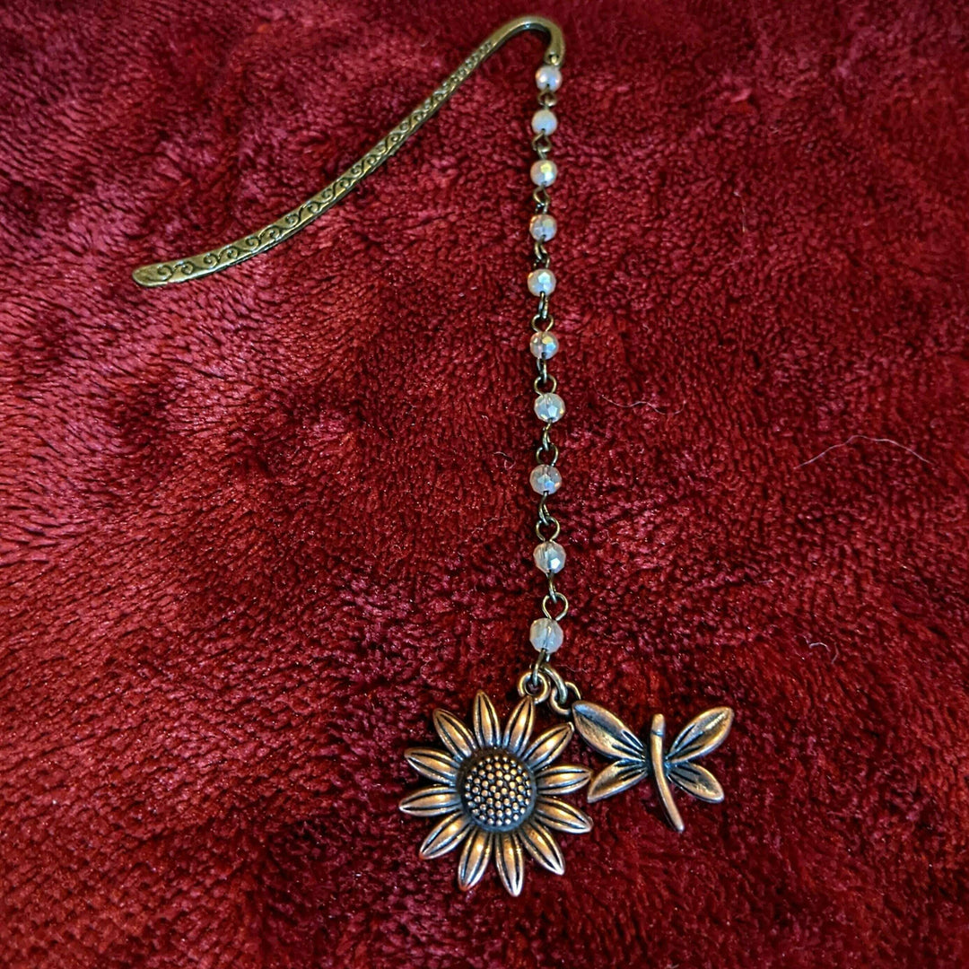 Copper Sunflower Dragonfly Bookmark