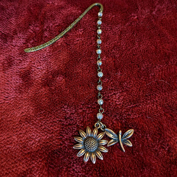 Copper Sunflower Dragonfly Bookmark