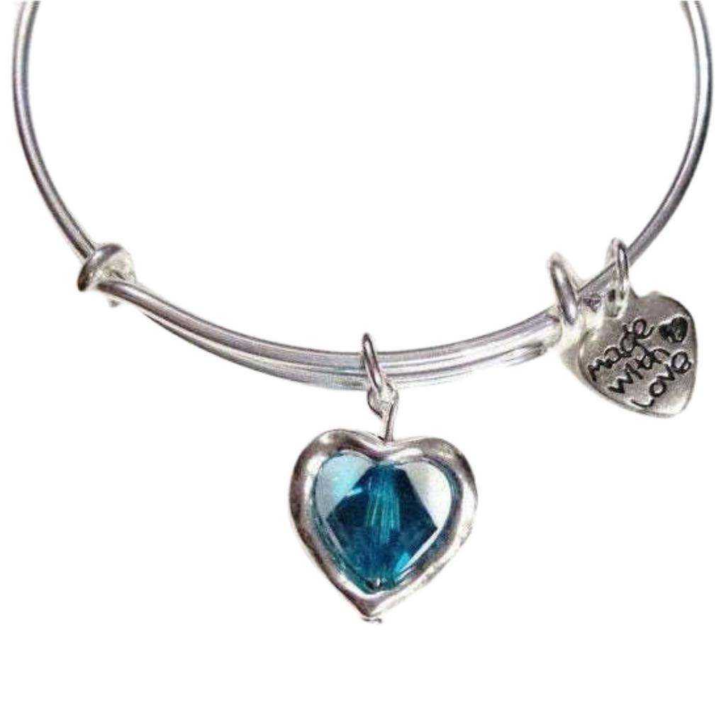 Birthstone Framed Heart Bangle bracelet-Child Size