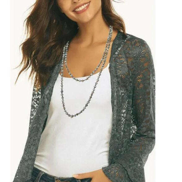 Crazy Lace Agate Semi-Precious Gemstone Necklace with Pendants- 60 inch