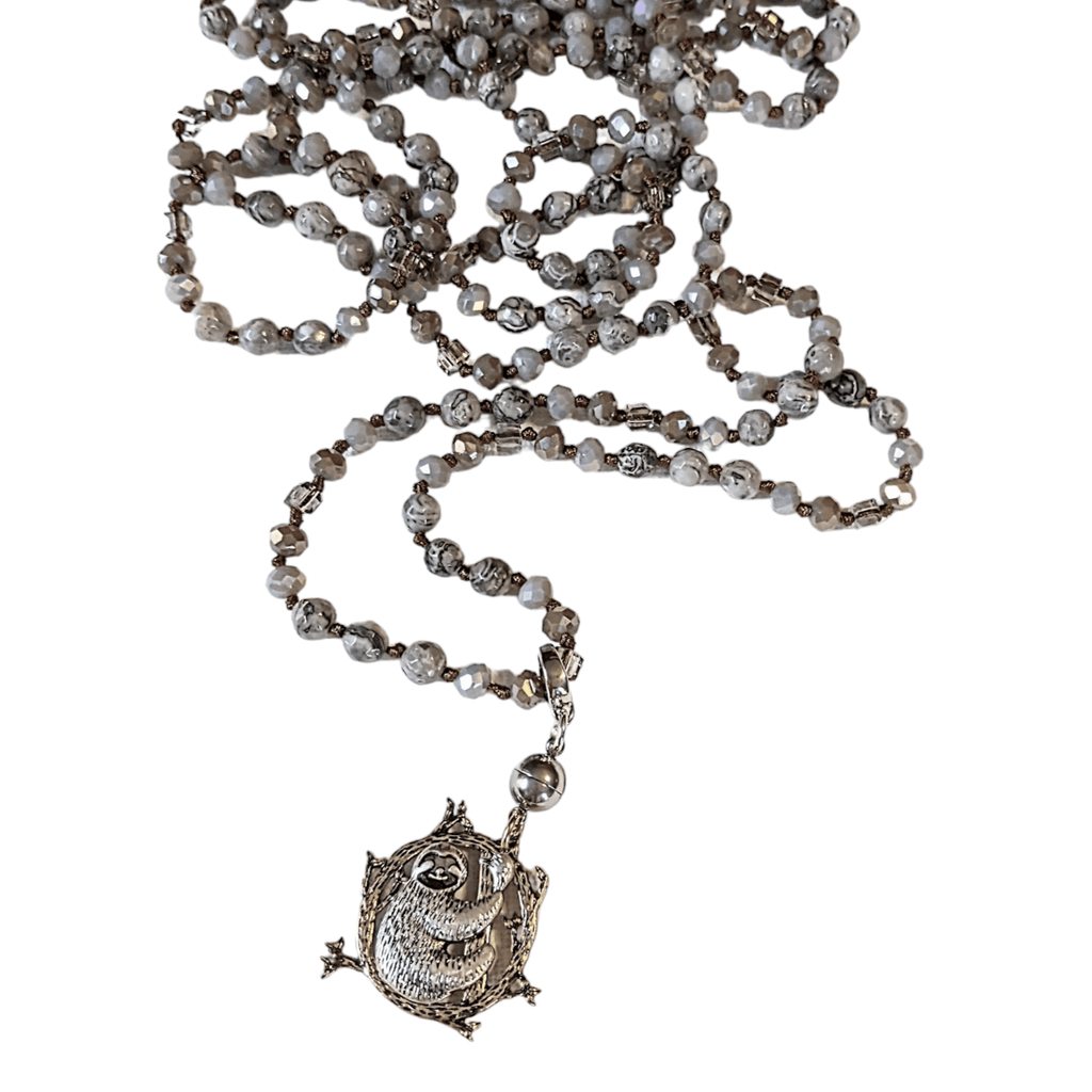 Crazy Lace Agate Semi-Precious Gemstone Necklace with Pendants- 60 inch