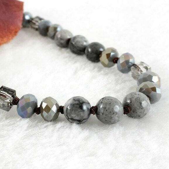 Crazy Lace Agate Semi-Precious Gemstone Necklace with Pendants- 60 inch