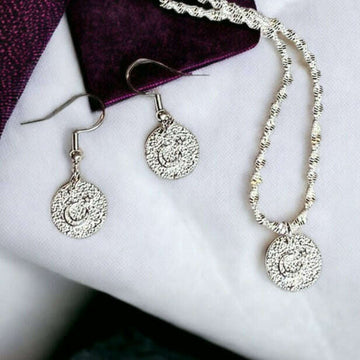 Crescent Moon Star Sterling Silver charm necklace and Earring set