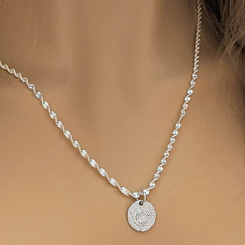 Crescent Moon Star Sterling Silver charm necklace and Earring set