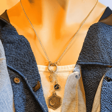 Crescent Moon Sun Charm Keeper Necklace, 18 - 24 inches