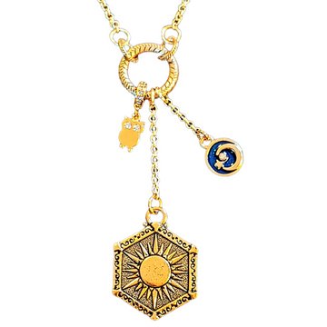 Crescent Moon Sun Charm Keeper Necklace, 18 - 24 inches
