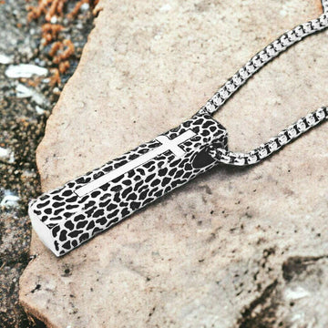 Cross Bar pendant necklace, Men's Stainless Steel necklace, 27 inches
