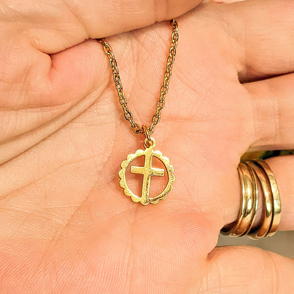 Cross Circle Anklet -Gold