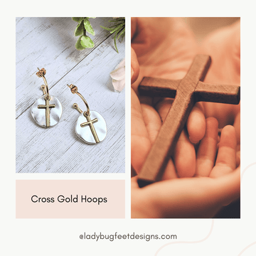Cross Two-Tone Dangle Earrings