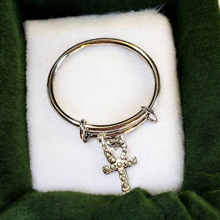 Ankh Cross Expandable Charm Ring