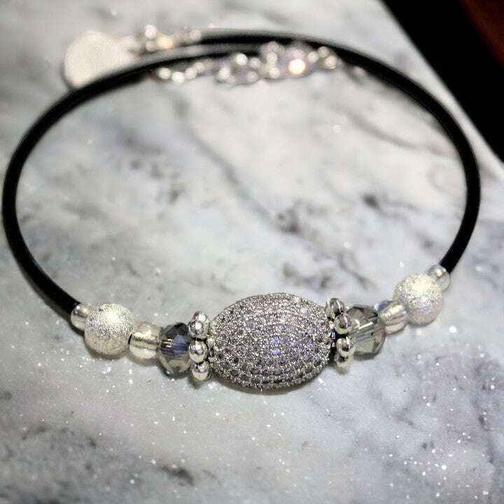 Cubic Zirconia Memory Wire Bangle bracelet
