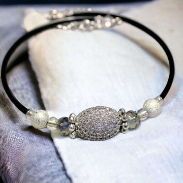 Cubic Zirconia Memory Wire Bangle bracelet