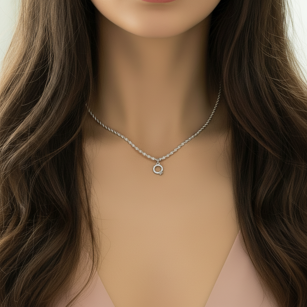 CZ Diamond Engagement Ring Necklace/Earring set, Sterling Silver