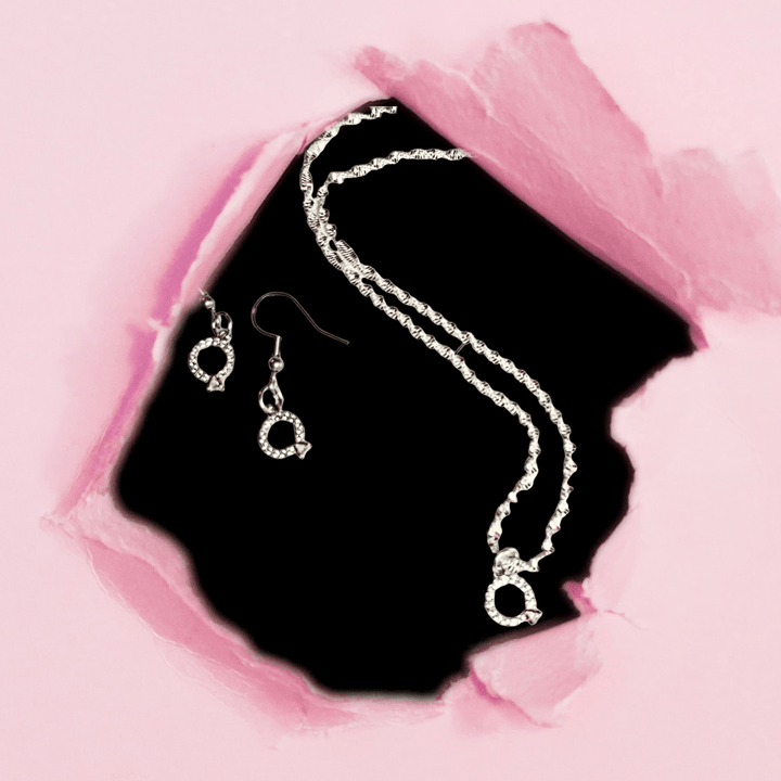 CZ Diamond Engagement Ring Necklace/Earring set