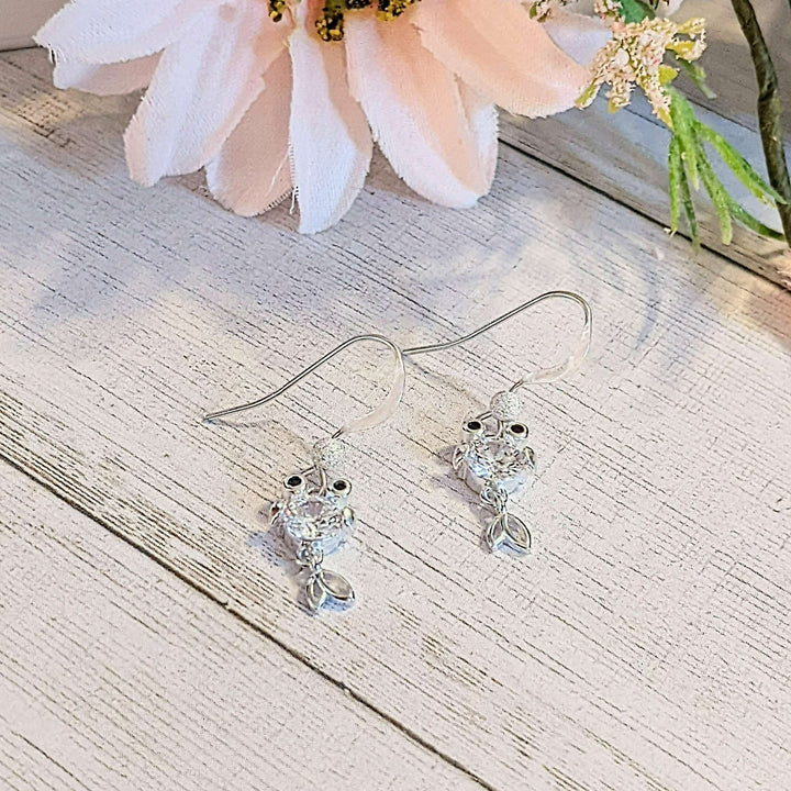 CZ Diamond Koi Fish Sterling Silver dangle earrings