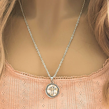 CZ Flower/Dragonfly Cross Layered Necklace Set