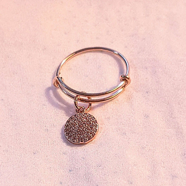 CZ Full Moon Rose Gold Circle Ring 5-7