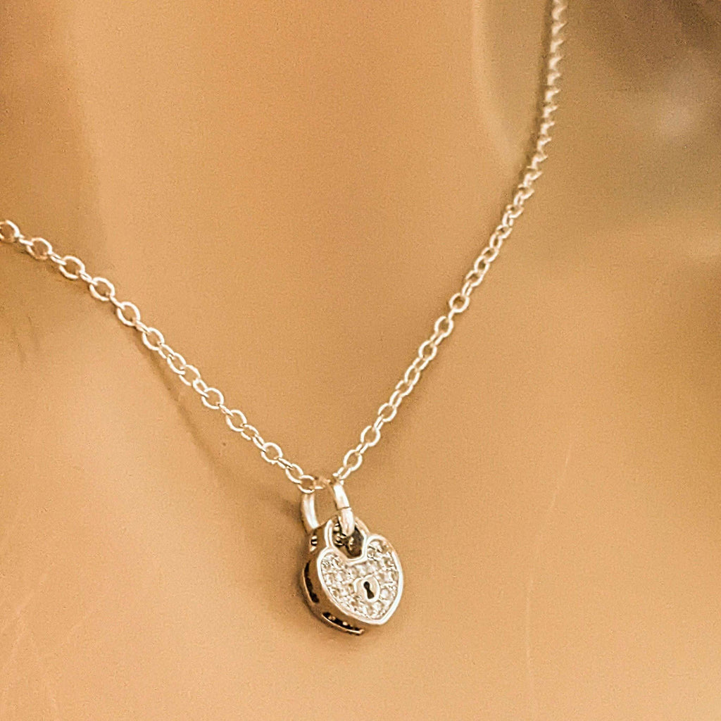 CZ Heart Charm Necklace - 18 inch