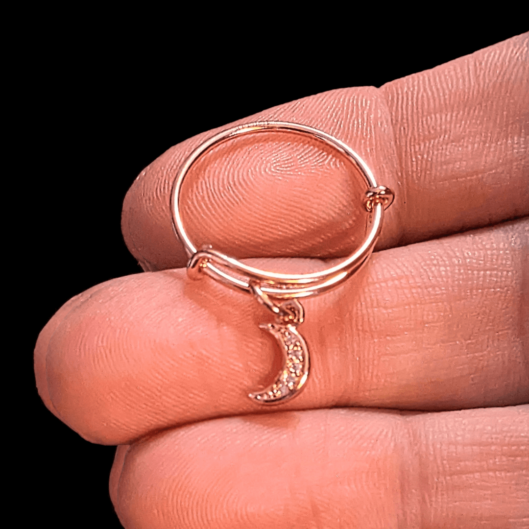 CZ Rose Gold Crescent Moon Ring 5-7