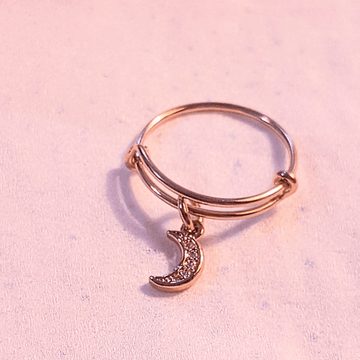 CZ Rose Gold Crescent Moon Ring 5-7