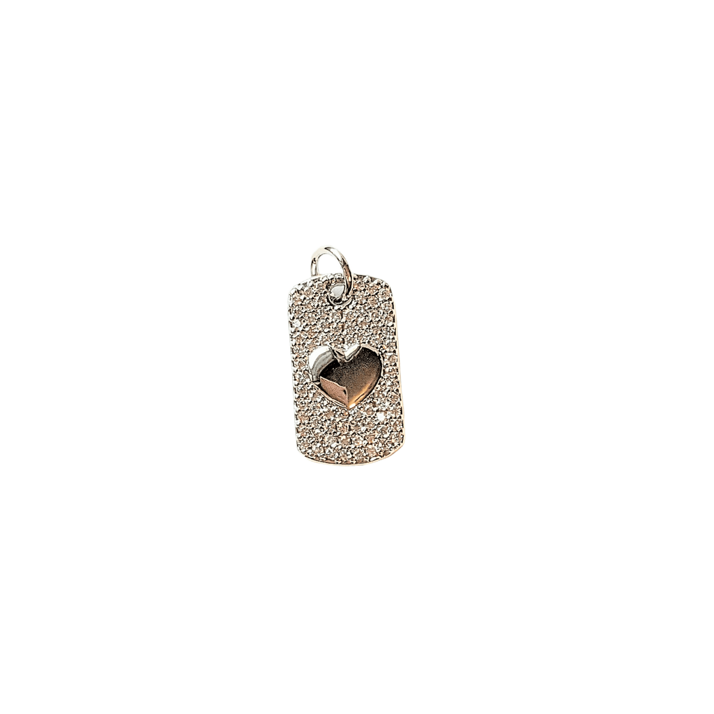 CZ Silver Heart Tag Pendant
