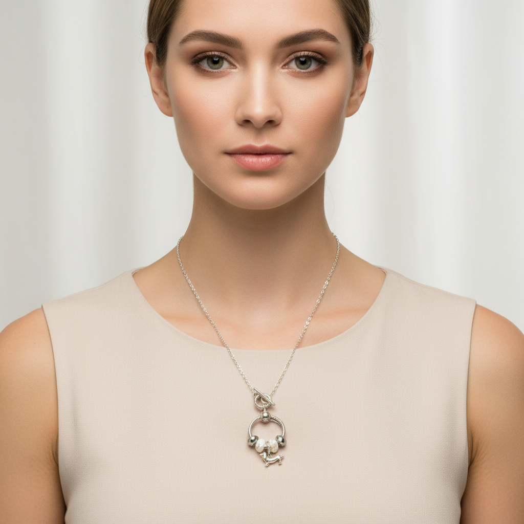 Dachshund Sterling Silver Toggle Charm Necklace, 20 inches