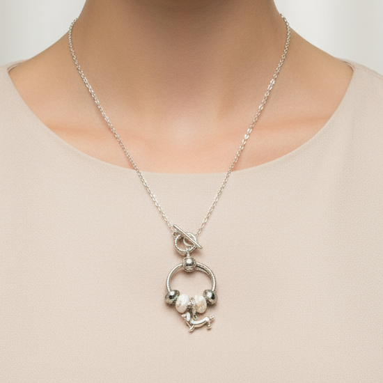 Dachshund Sterling Silver Toggle Charm Necklace, 20 inches