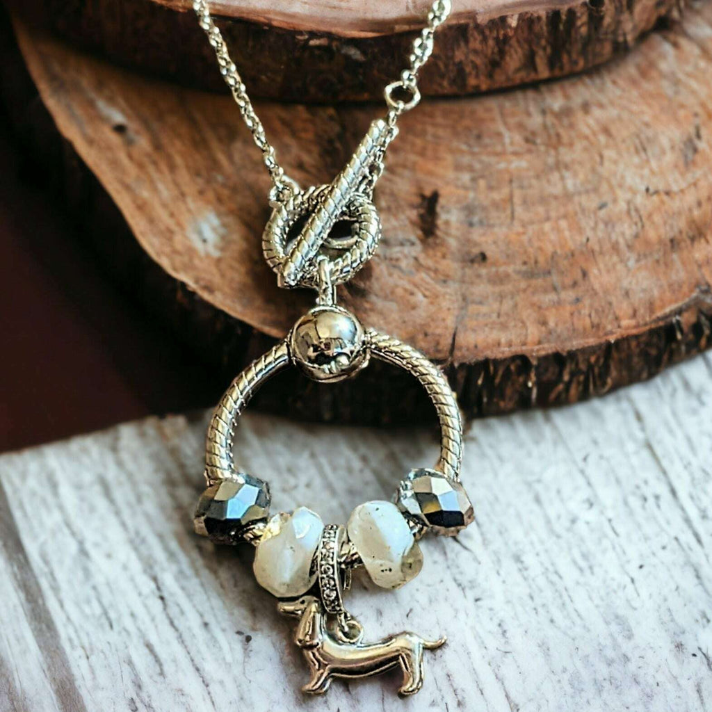 Dachshund Sterling Silver Toggle Charm Necklace, 20 inches